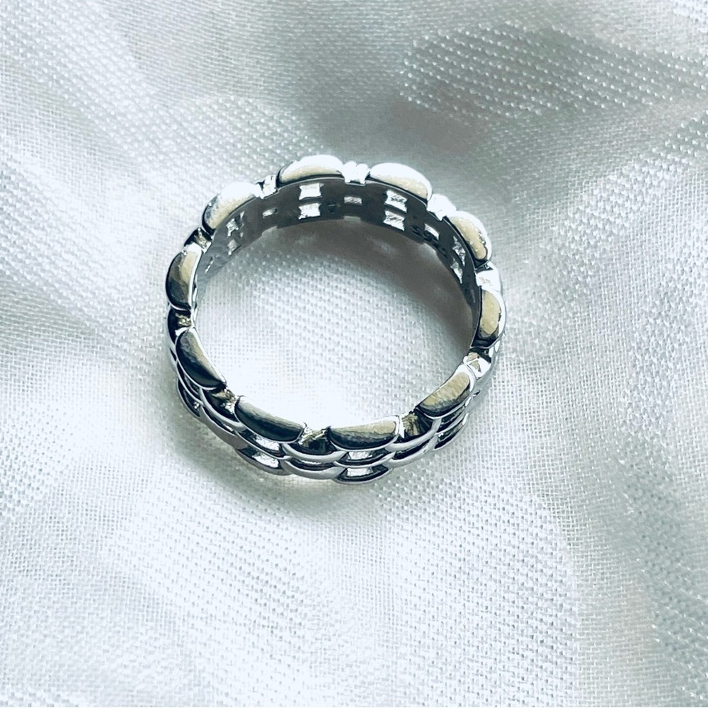 🆕 NWOT ✨ 925 Sterling Silver Vintage Chain Link Ring 💍 Size 7 - Picture 9 of 11